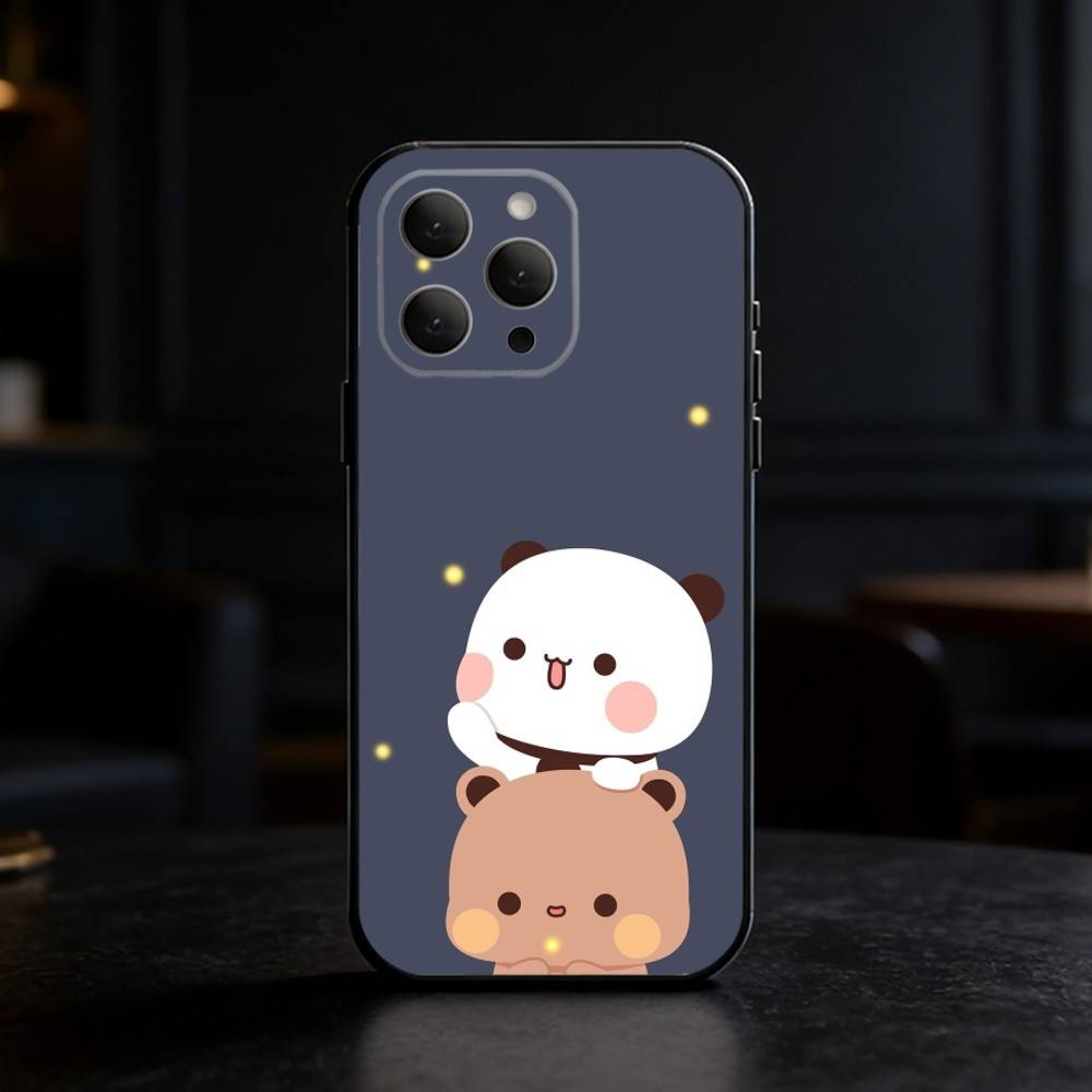 Cute BuBu DuDu Phone Case For iPhone 17,16,15,14,13,12,11 Plus,Pro,Max,Mini Silicone black Soft Cover