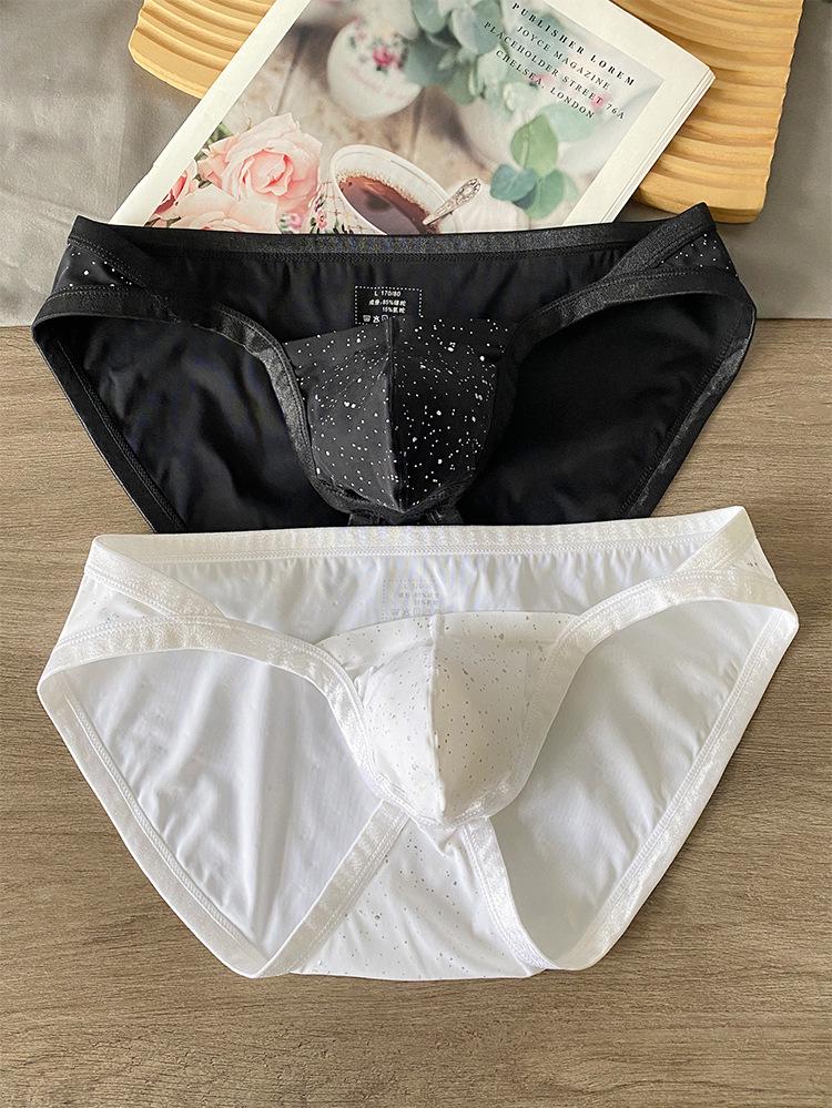 New Men's Sexy Low-Waist Briefs: Pure Style Bikini Triangle with Breathable Sequin Design