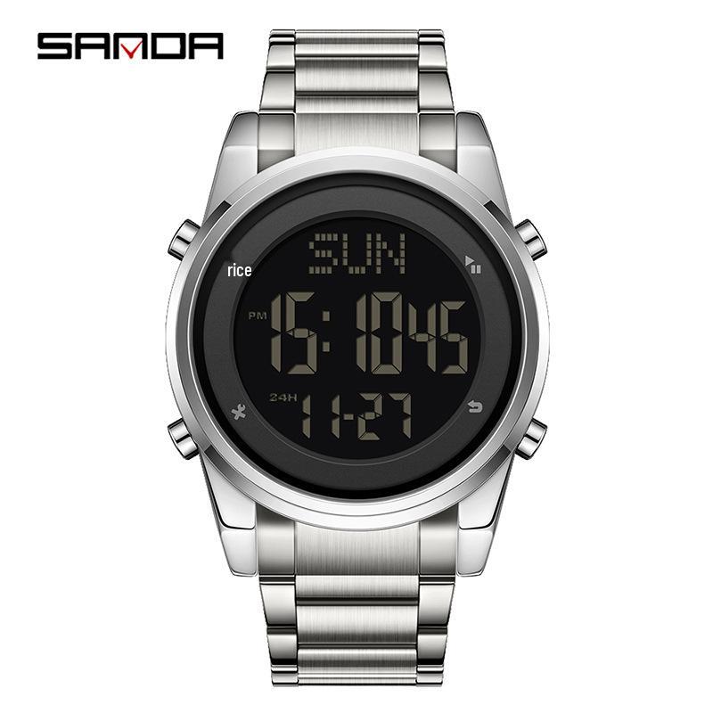 Sanda Men s Multi-functional Luminous Steel Band Wristwatch