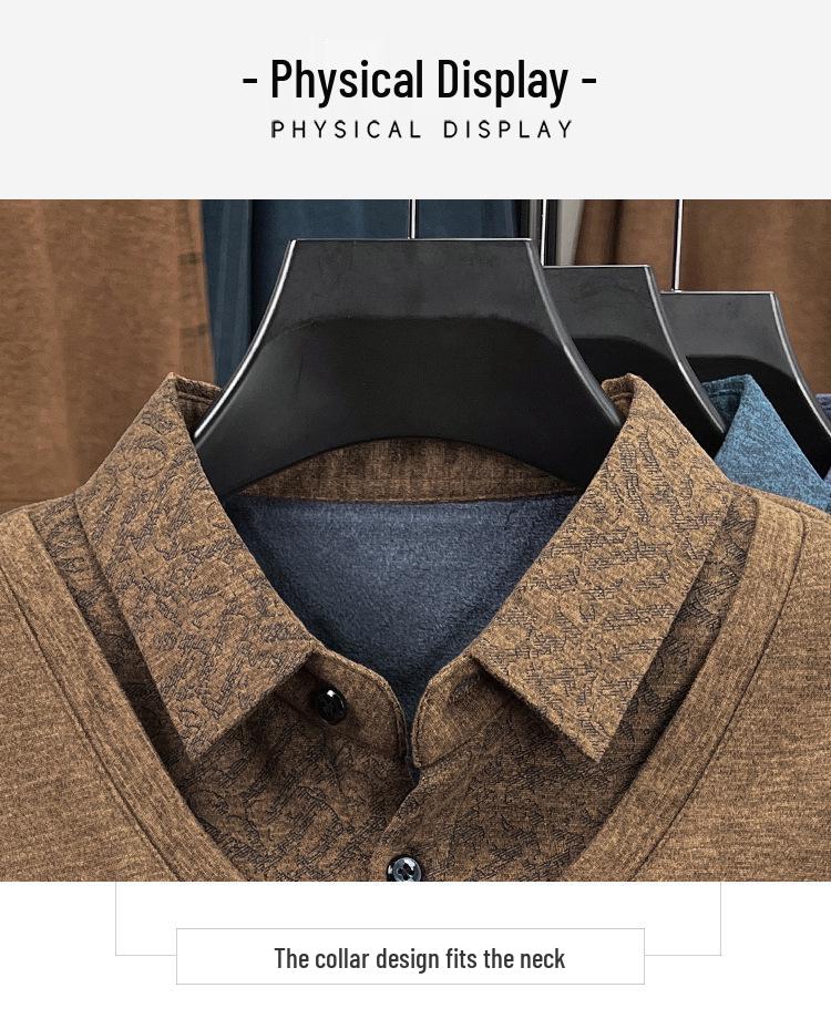 Premium Men's Knitwear: Fake Two-Piece Warm Sweater for Middle-Aged & Elderly (50-60+), Plus Velvet, Thickened Grandpa Style