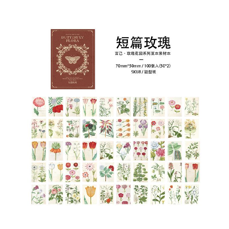 

100-Sheet Vintage Miniature Material Mini-Book Set, Retro-Themed Craft Pages, for Journal Collage & Handmade Creation