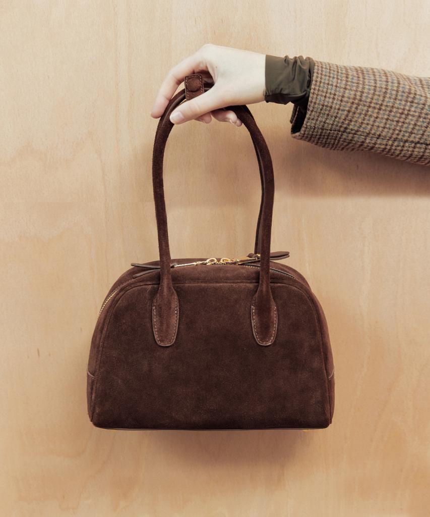 Komorebi Museum B01-S-5 Cow Leather Bowling Bag Small_Suede Brown