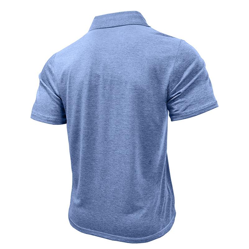 Summer Mens Short Sleeve Turn Down Collar T-Shirt Fashion Patchwork Polos Man