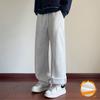Men's Solid Color Loose Wide Leg Fleece Sweatpants Men's Casual Fashion Fleece Sweatpants