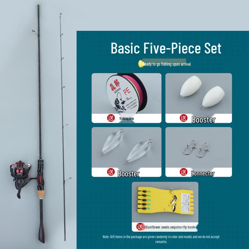 Complete Beginner's Micro Tin Can Lure & Long Cast Spinning Rod Set with Double Rocker Arm Spinning Wheel.