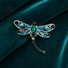 Brooch Electroplated Alloy Brooch, Dragonfly Pin with Sparkling Rhinestones Inlaid, Retro Palace Style Long Tail Design Badge for Luster Decorative