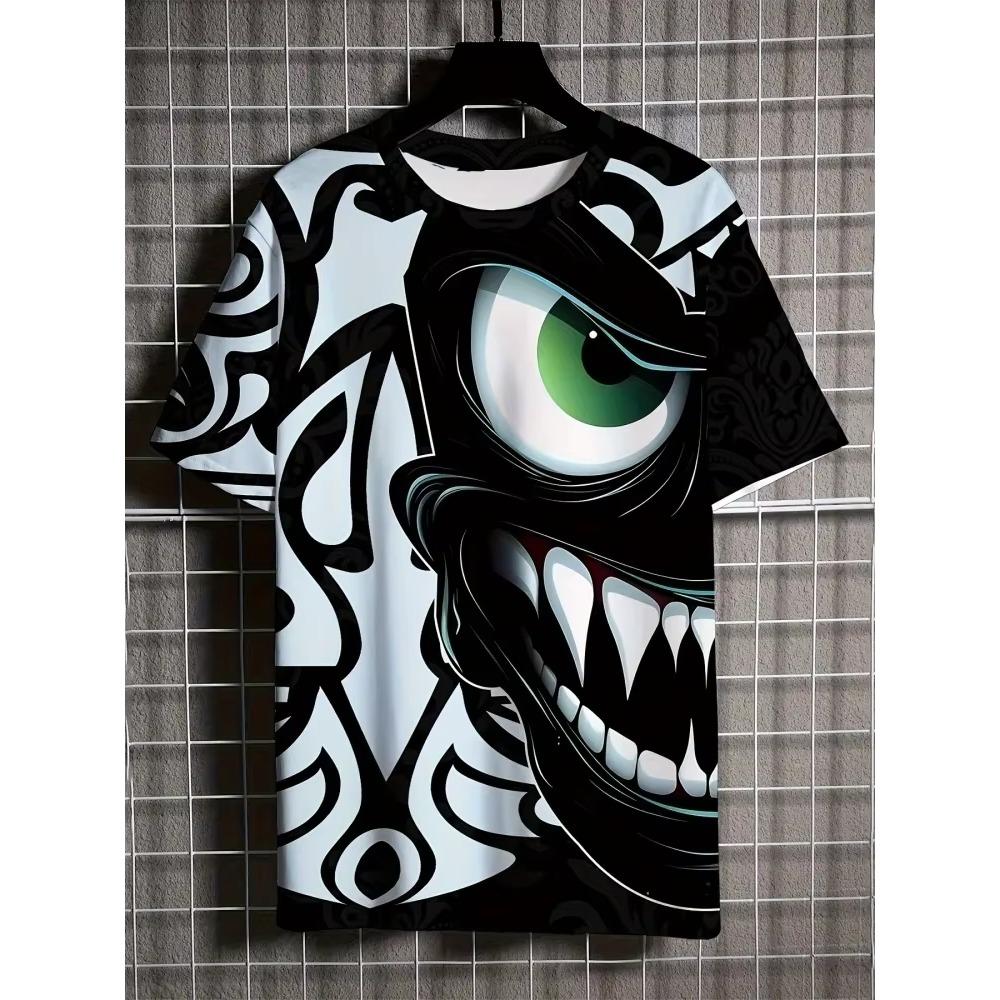 Evil Monster Pattern Print Versatile T-Shirt Fashionable Comfortable Breathable Soft Casual Sports Short Sleeve T-shirt