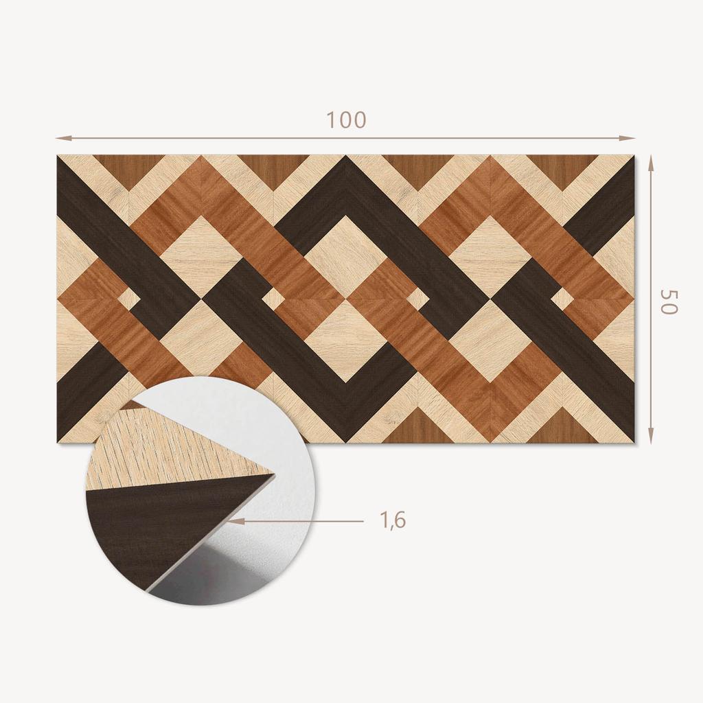 Samoprzylepny Panel Winylowy Z Nadrukiem Do Łazienki 100X50 Cm Wzór Geometryczny Z Drewna