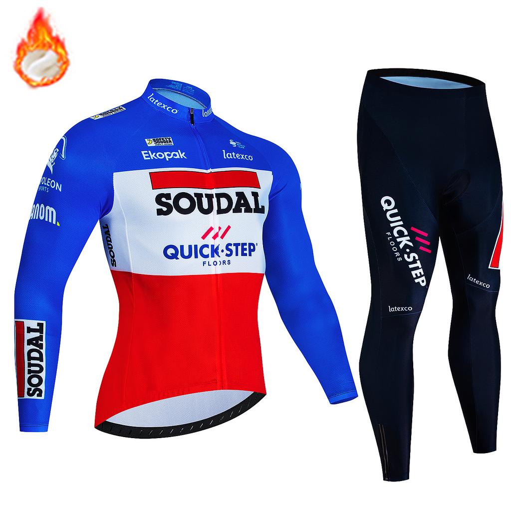 2026 Soudal Quick Step Men Winter Cycling Jersey Set Thermal Fleece Clothing Mountian Bike Bicycle Clothes Ropa Maillot Ciclismo