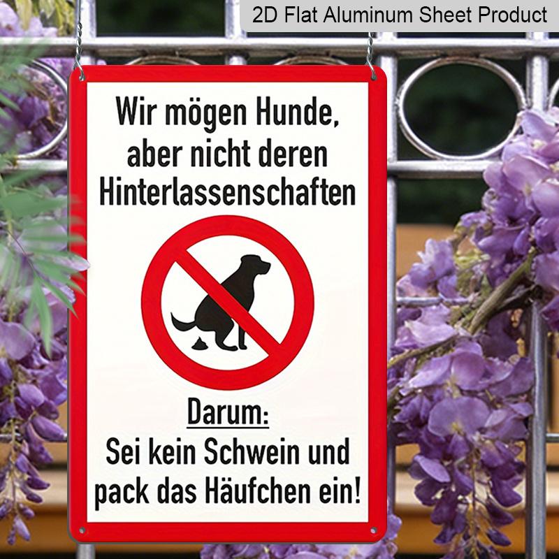 2D Flat Vintage German "No Dog Poop" Metal Sign - Rustic Wall Decor for Home & Garden, Durable Indoor/Outdoor Use, Perfect for Beer Enthusiasts, Dog
