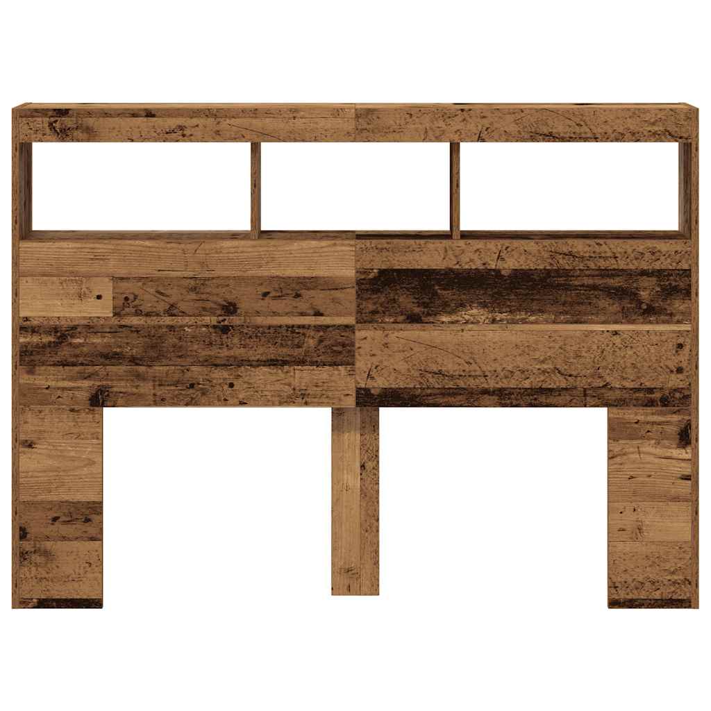 LED Headboard with Shelves Rustic Wood Look 140 x 17 x 102 cm