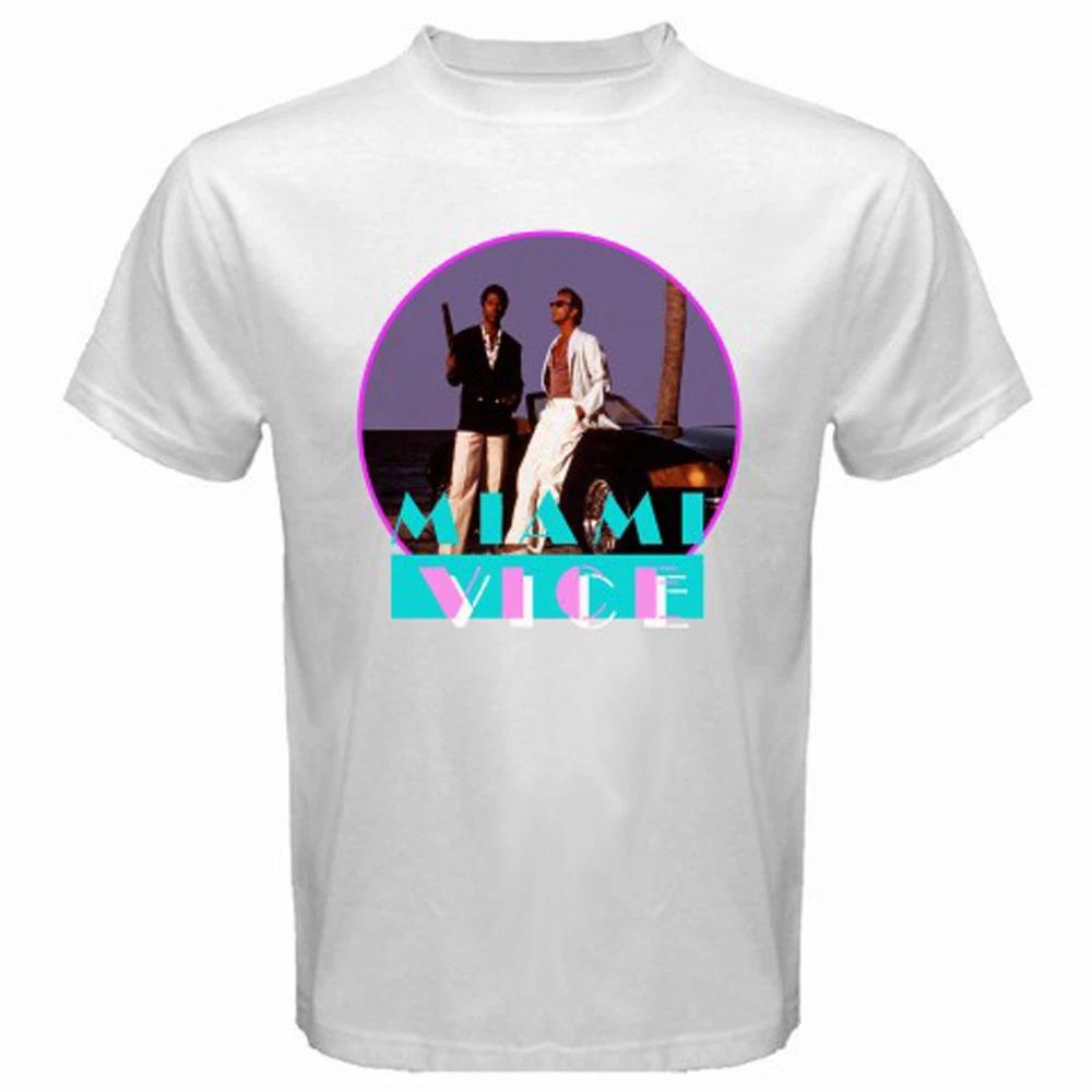 MIAMI VICE Retro TV Series Don Johnson Men s T-Shirt Women s Tee Top Unisex White Size S-5XL M