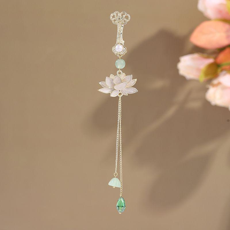 

Cheongsam Lappet Pendant Tea Clothing Tassel Chinese Female Brooch Plain Hand Hibiscus-Gold