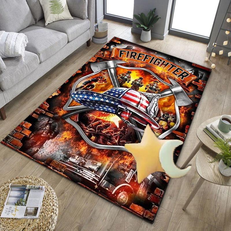 Firefighter Bravery In Action Office Rug Chair Mat, Entryway Carpet, Suitable for Front Door, Bedroom, Living Room, Desk, Holiday Gift