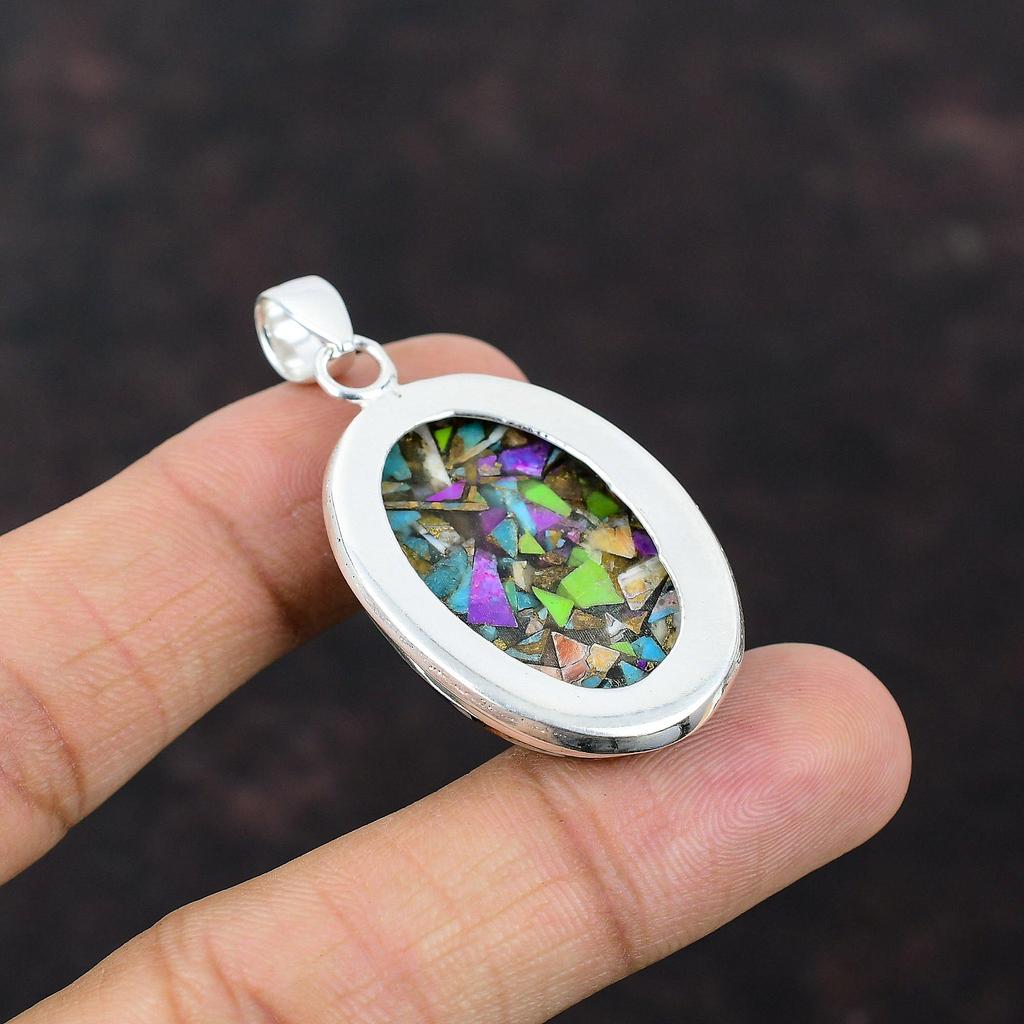 Fiesta Kingman Turquoise Pendant Gemstone Jewelry Multi Copper Turquoise Pendant 925 Sterling Silver Pendant Handmade Jewelry Gift For Women