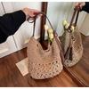 Woven Large-capacity Bag Women's 2025 New Summer Fashion Messenger Bag Korean Literary Trend Shoulder Shopping Bag