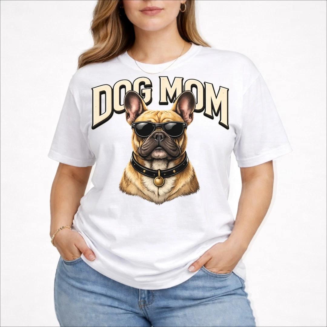 Dog Mom Shirt Cool French Bulldog Sunglasses Graphic Tee XL