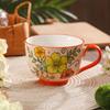 Retro Seto Ware Breakfast Cup: Hand-Painted Embossed Ceramic, Large-Capacity Flower Tea & Milk Oatmeal Cup