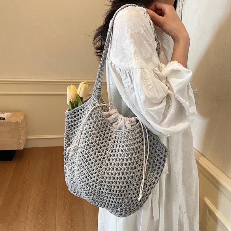Classic Summer Beach Women Shoulder Bag Versatile Straw Woven Tote Bag Large Capacity Shopper Commuting Bags Handbag and Purse