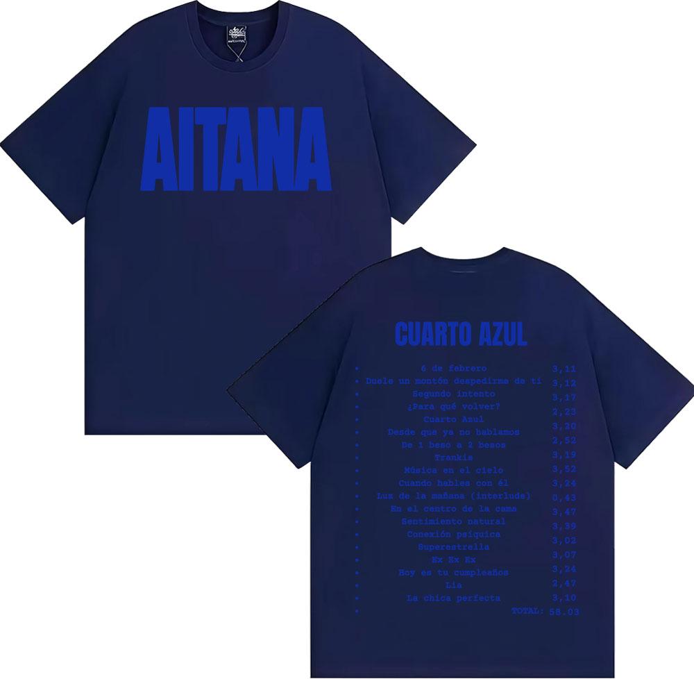 Aitana Cuarto Azul Wdrld Tour 2026 Merch T Shirt Unisex Women Clothing Aesthetic Fashion Tshirts High Quality ONeck Loose Tshirt