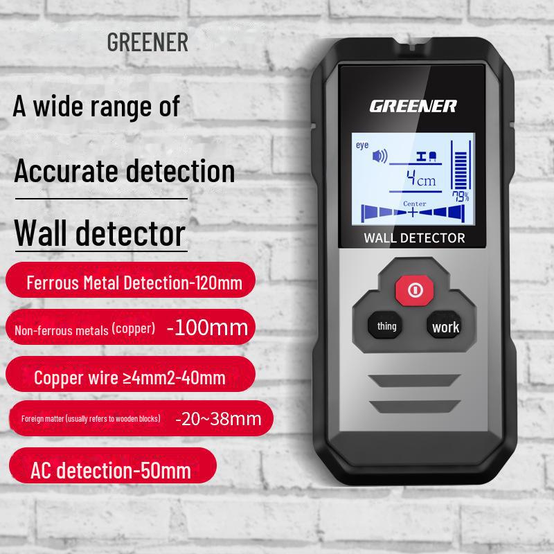 Scaner de perete multifuncțional Green Forest: Detectează fire, metal, beton, pereți portanți și bare de oțel.
