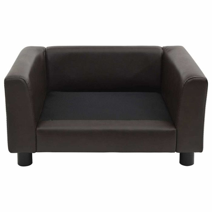 VidaXL Canapé pour Chien Marron 60x43x30 cm Peluche et Similicuir Sofa Chat 170961