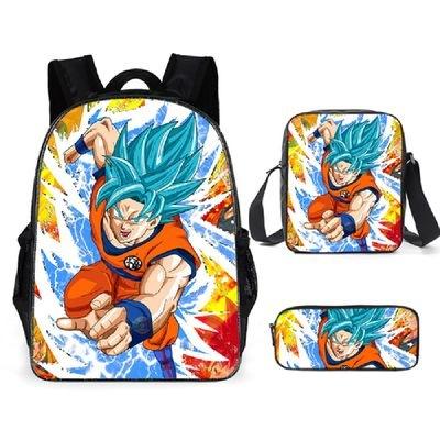 New animation cartoon dragon ball backpack, primary and secondary school schoolbag, satchel, shoulder bag, pencil case three-piece set