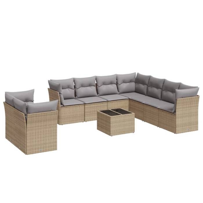 VidaXL Garden Lounge Set with Cushions 10 Pcs, Sofas with Adjustable Feet, Outdoor Furniture Set Patio Terrace, 3217849