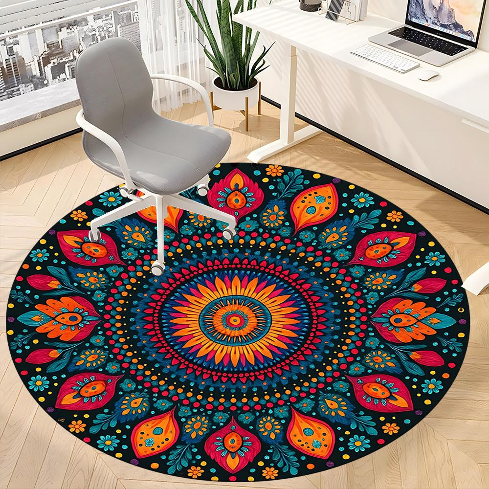 1PC Mandala Artwork Chair Carpet for Office Non-Slip, Lightweight, Machine Washable Rug for Office, Sleeping, Room - Holiday Decoryy251009127