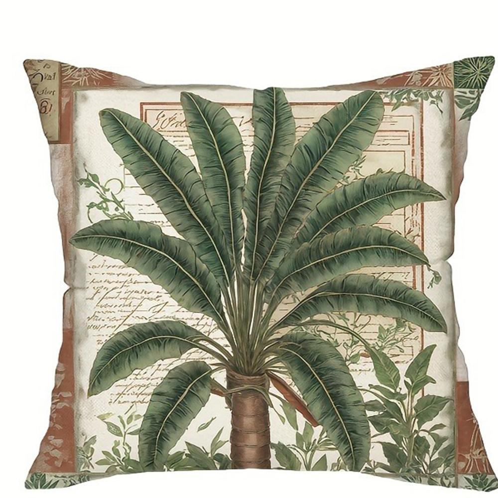 Retro Tropical Plant Leaf Tree Printed Pillowcase Living Room Sofa Chair Cushion Cover Home Room Decoration Polyester Material