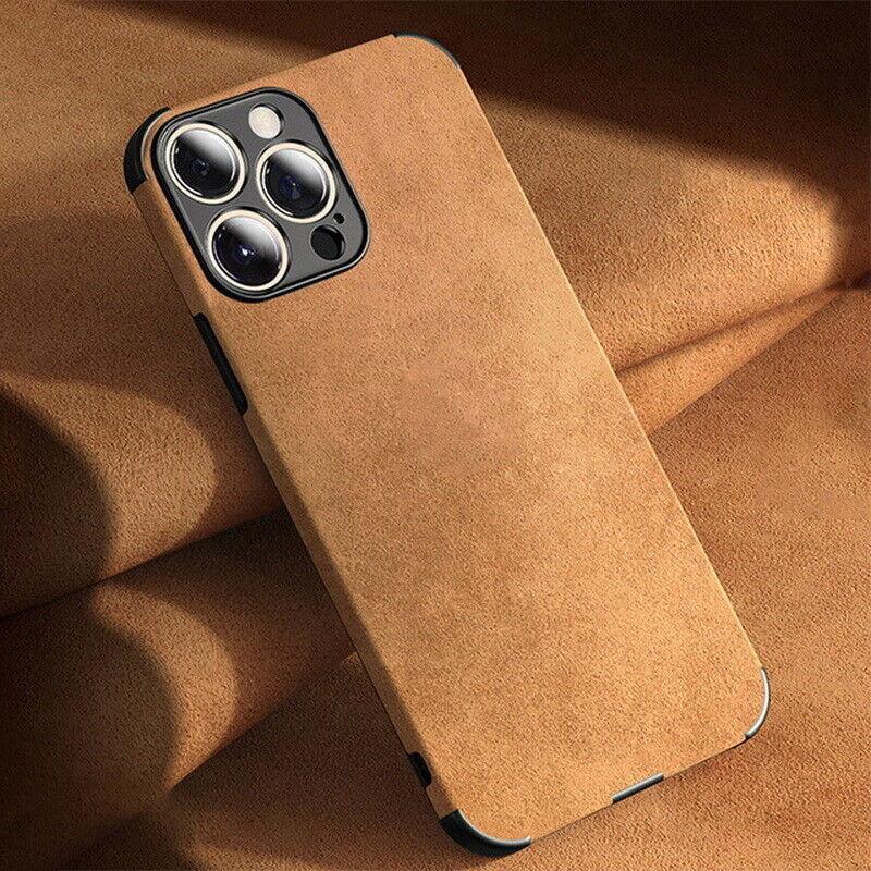 Luxury Matte Lambskin Leather Phone Case for iPhone 14 13 12 11 Pro Max X XR XS 7 8 Plus SE 2 Lens Protection Soft Cover Funda