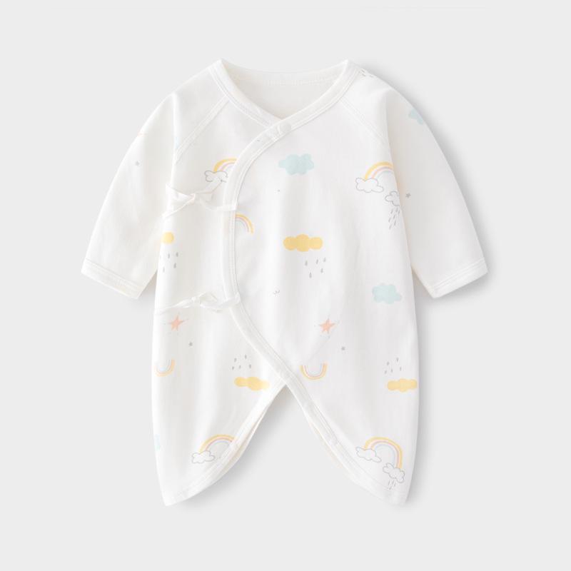 Newborn Pure Cotton Butterfly Bodysuit: Four Seasons Tie-Up, Boneless Design Jumpsuit