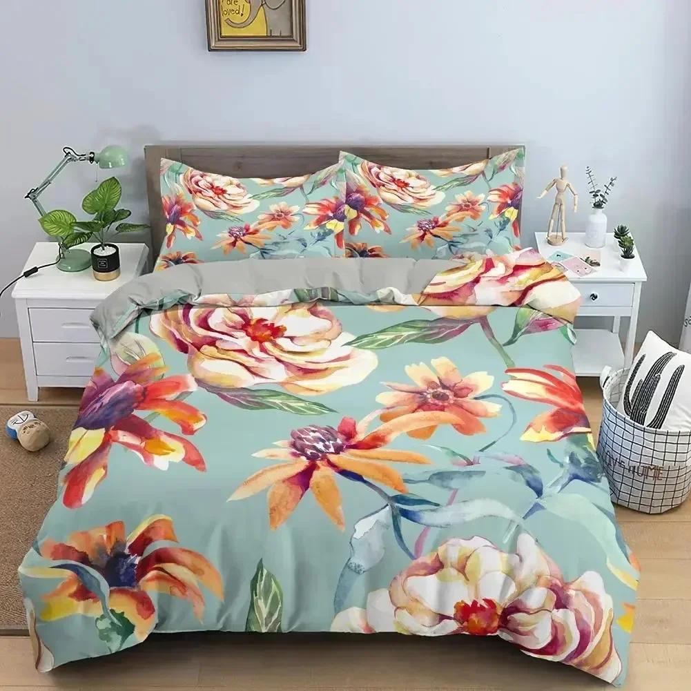

Top 3D Printed Classic Duvet Cover Sets New Flower Blue Gold King Queen Full Twin Double Quilt Covers Pillowcases Bedding Set 70x133cm 2pcs
