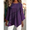 Large size women's clothing comfortable and breathable casual T-shirt, abstract line printing round neck seven