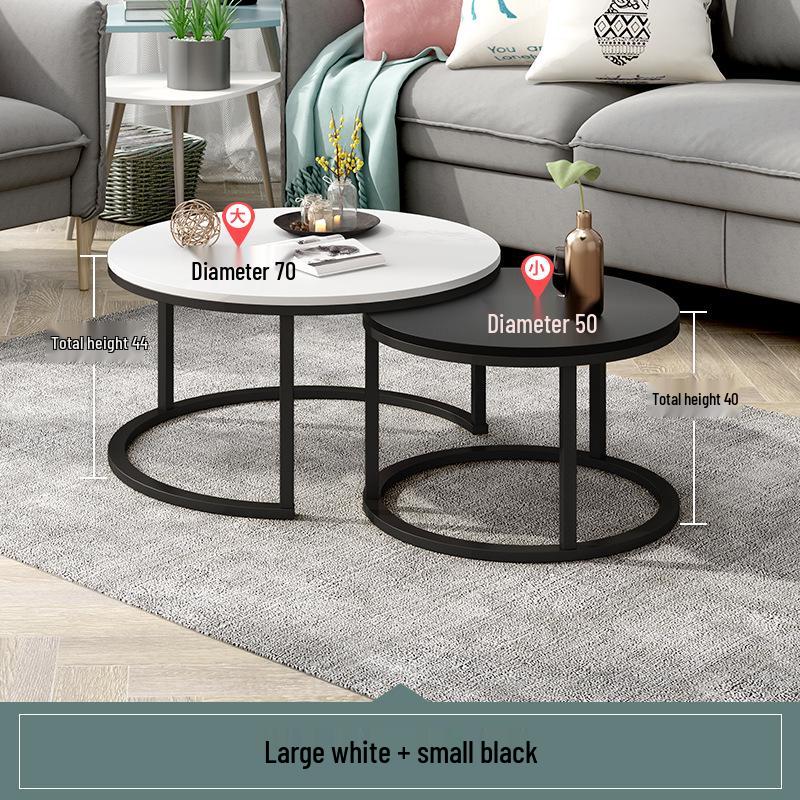 Nordic-Style Round Coffee Table, Modern Minimalist Design for Small Apartments, Creative Wrought Iron Base