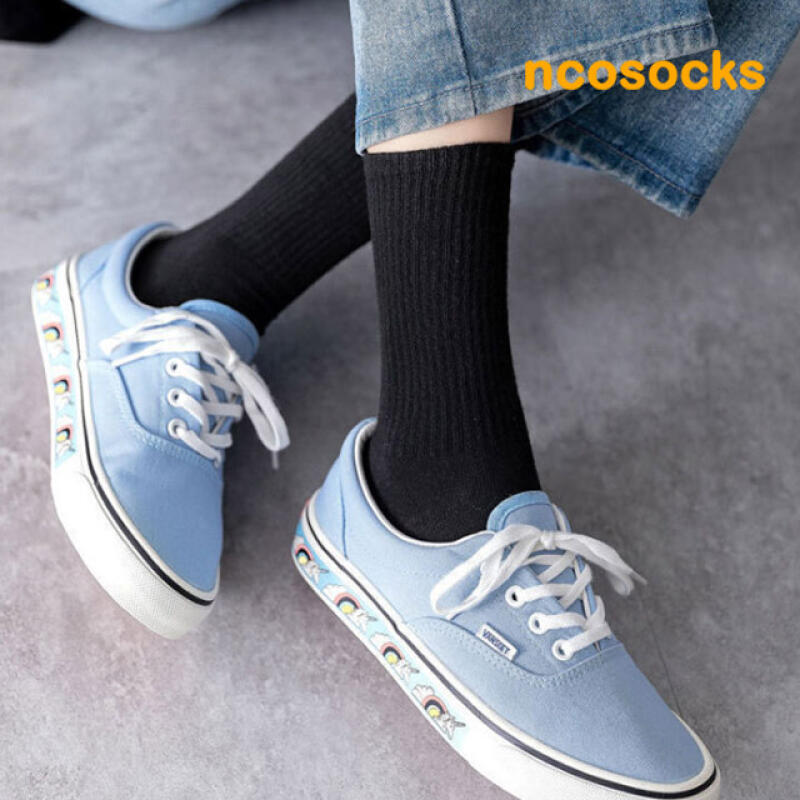 Daily Student Long Plain Socks 5-Piece Set white