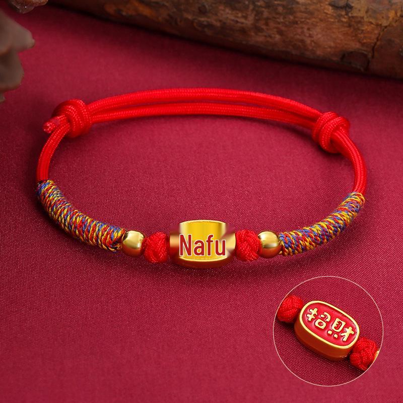 Brățară Etnică Nouă cu Șnur Roșu cu Accesorii din Aliaj Electroplacat pentru Bărbați și Femei - Design în Cinci Culori pentru Festivalul Bărcilor Dragonului.