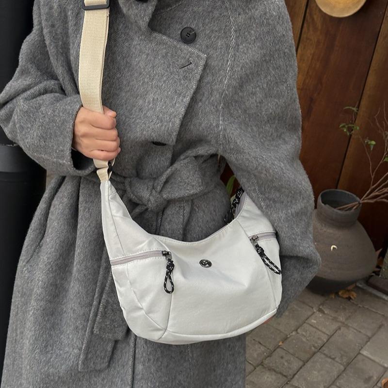 Large Capacity Simple Casual Women's Canvas Bag Lazy Solid Color Dumpling Bag Versatile Fashion Women's Shoulder Oblique Span Bag