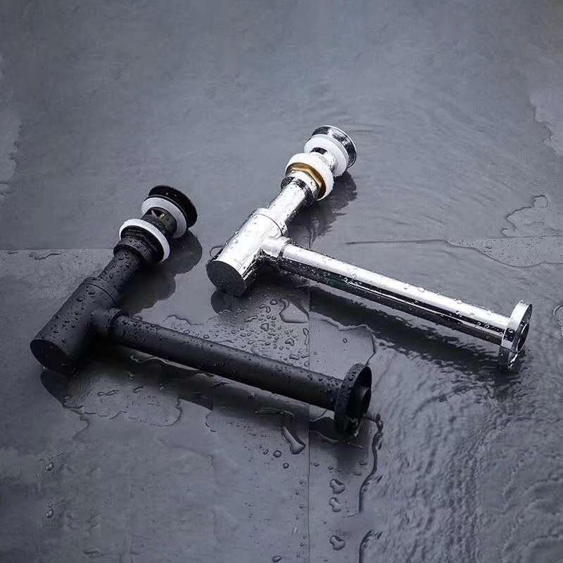HIDEEP P-trap Pop up Drain Chrome Black with Overflow Hole Chrome