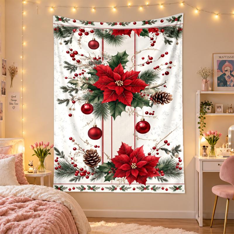 Christmas Printed Tapestry Wall Hanging For Bedroom Living Room Wall Decor Holiday Gift