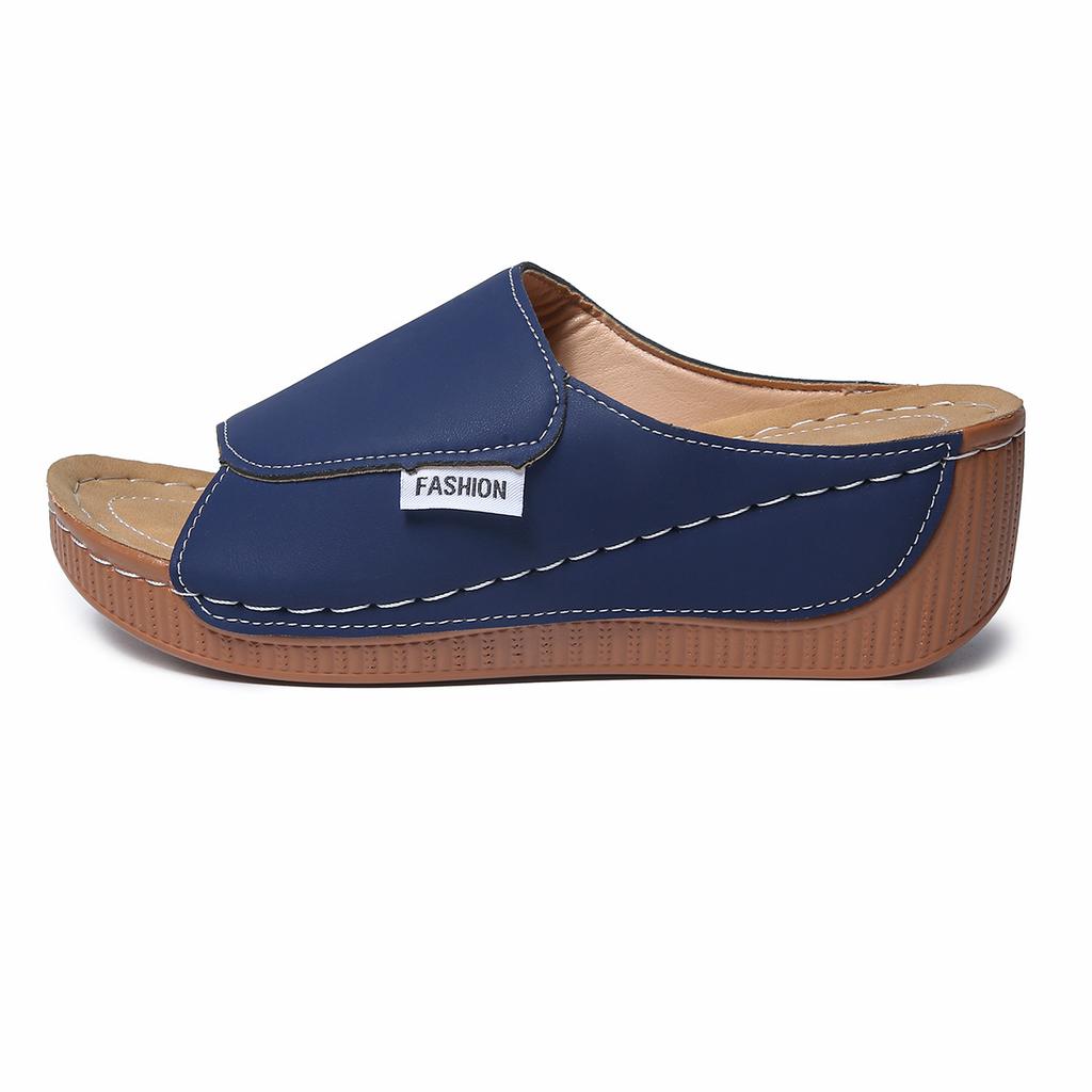 Large Size Thick-soled Casual Slippers Women's 2025 New Wide Strip Simple and Fashionable Fish Mouth Slope Slippers Women