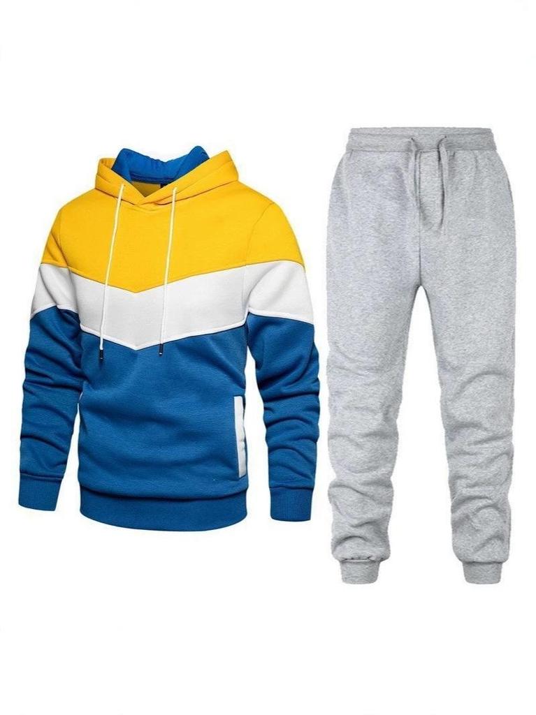 Men's Fashion Sports Suit: Hooded Sweatshirt & Long Pants Set for Spring/Autumn