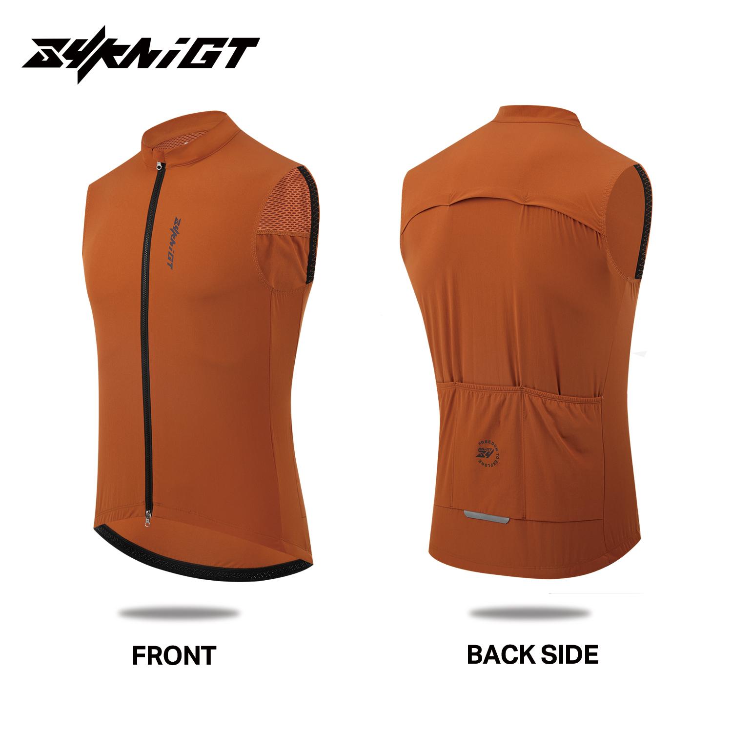 

ZYKNIGT cycling vest, unisex cycling jacket windproof and waterproof cycling jersey double zipper sleeveless cycling top S оранжевый