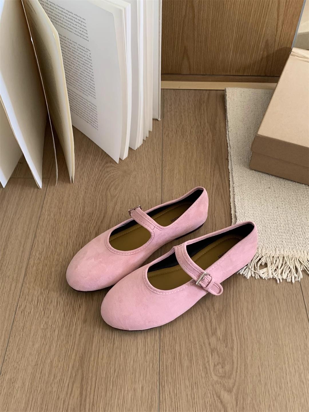 

Французькі ретро туфлі Мері Джейн на одній кнопці для жінок на 2025 рік, нові балетки з неглибоким вирізом у стилі феї 40 рожевий