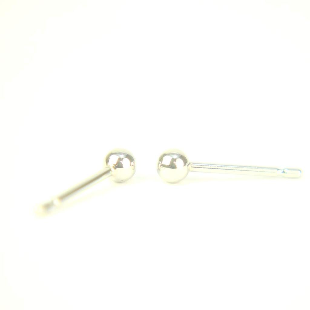 Second Thick Pt900 Platinum Round Bead Thickness Length Sold As a Pair for Both Wide Width Silicone [yokomountain] Earrings, Platinum, Shaft,