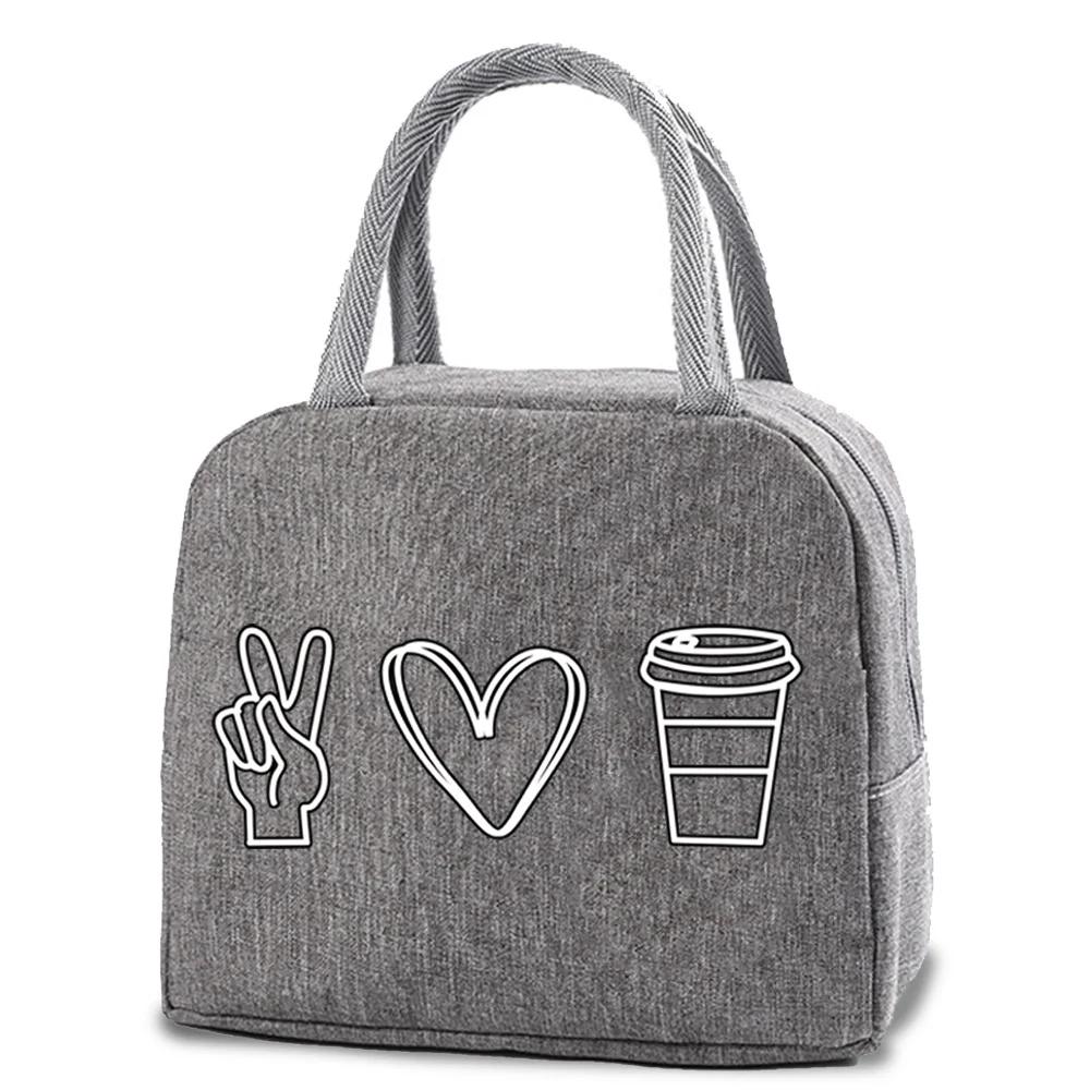 

Insulated Lunch Bags Cooler Bags Portable Lunch Bag for Women Fridge Bag Zipper Thermal Food Picnic Beach Bag Lunch Box Tote серый