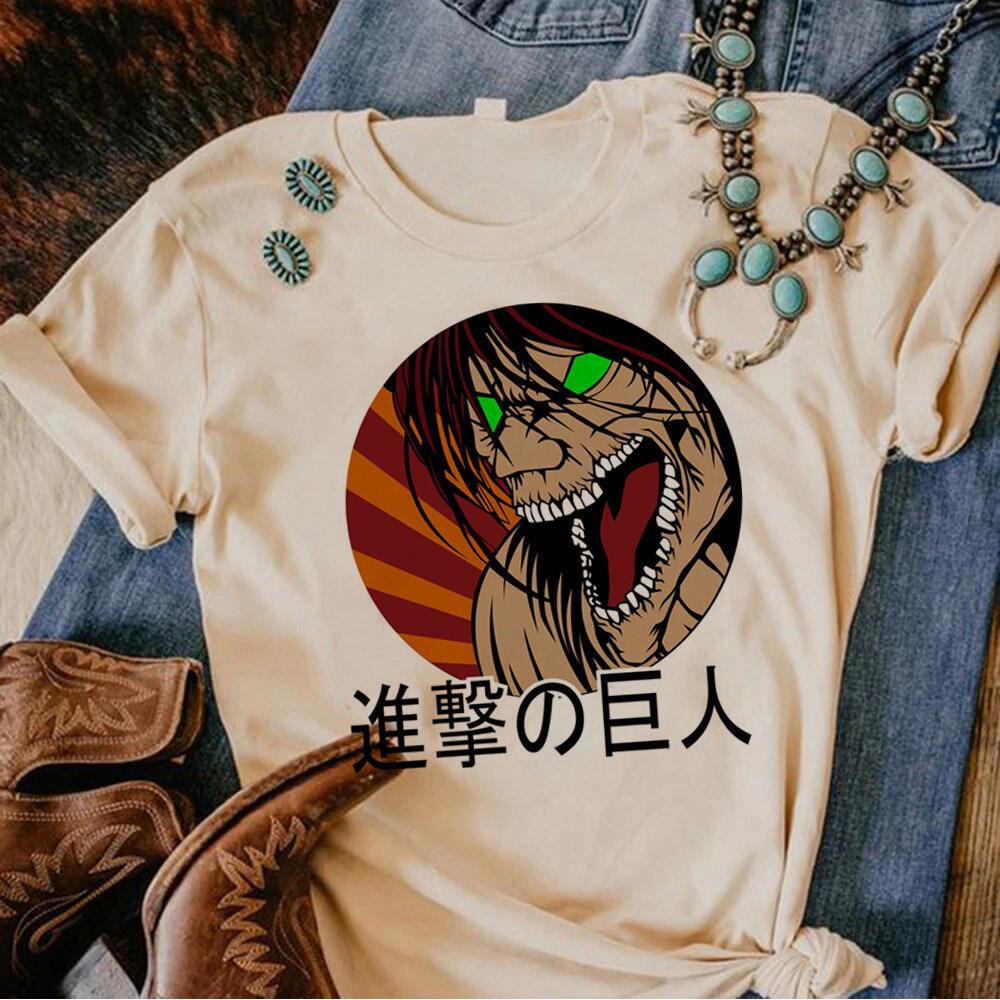 Shingeki No Kyojin Top Tees Women 80s Grunge Retro Pastel T Shirt Breathable Colorful Classic 80s Graphic Anime