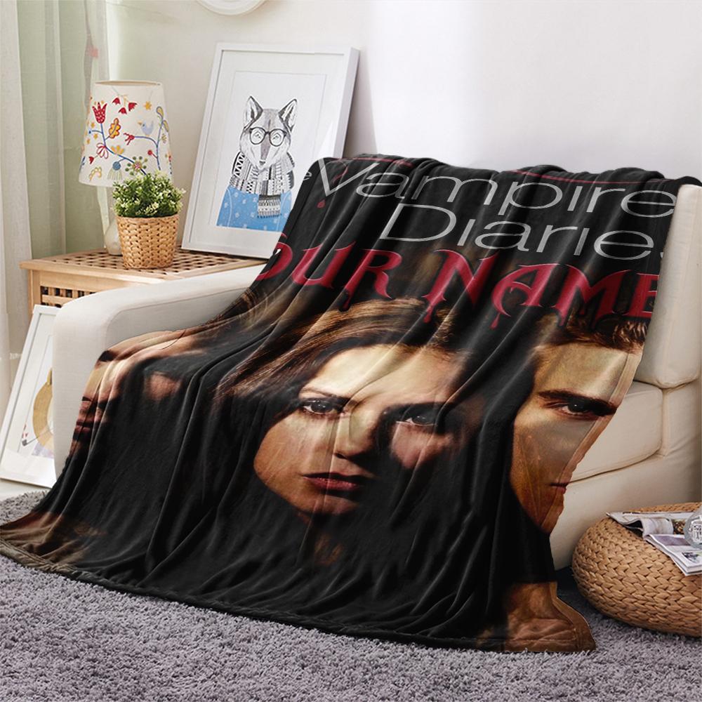 1PC Custom Name Vampire Diaries Patterned Flannel Blanket Suitable For All Seasons for Home Decor Warmth and Comfort Gifts Holiday Present