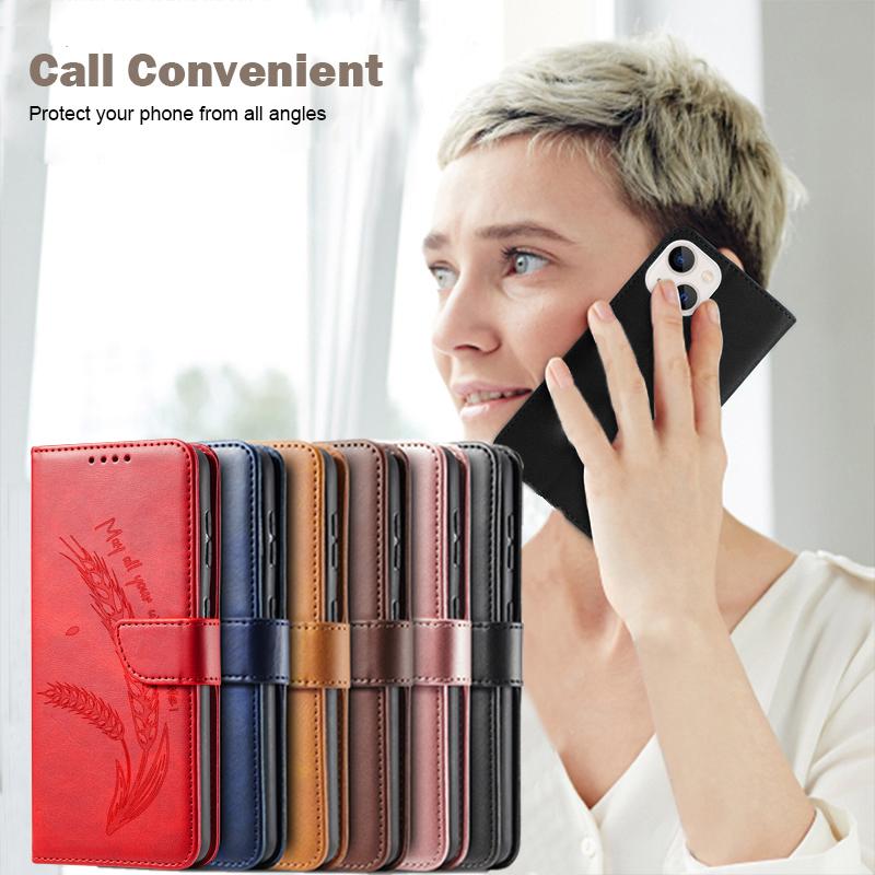 3D Embossed Food Retro Leather Phone Wallet Case Book Stand For iPhone 17 16 Pro Max Samsung Xiaomi 15T Redmi 13 Honor 400 Oppo Card Holder Flip Cover