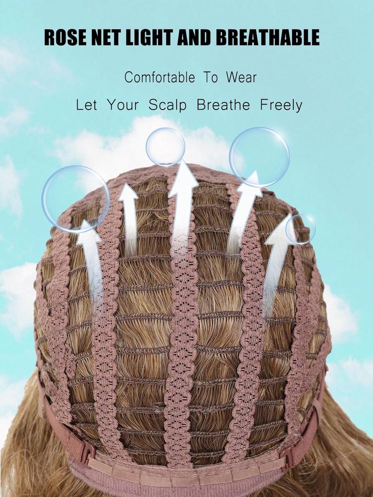 14 Inch Shoulder-length Linen Gold Water Wave Wigs For Women And Girls' Parties Halloween Christmas Music Festival And Daily Use